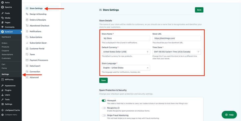 how to update surecart store information