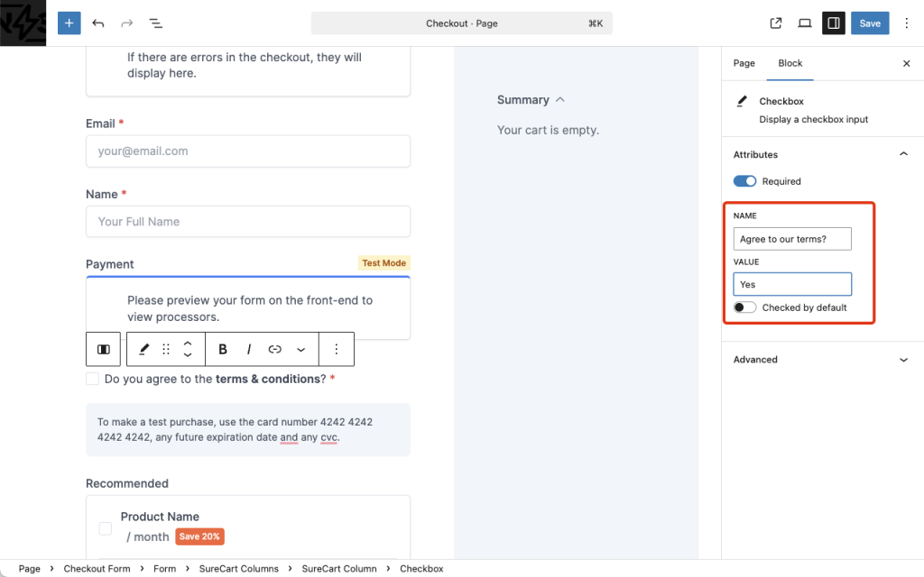 Adding Terms & Conditions to Your Checkout Form in SureCart Image 206 1024x640