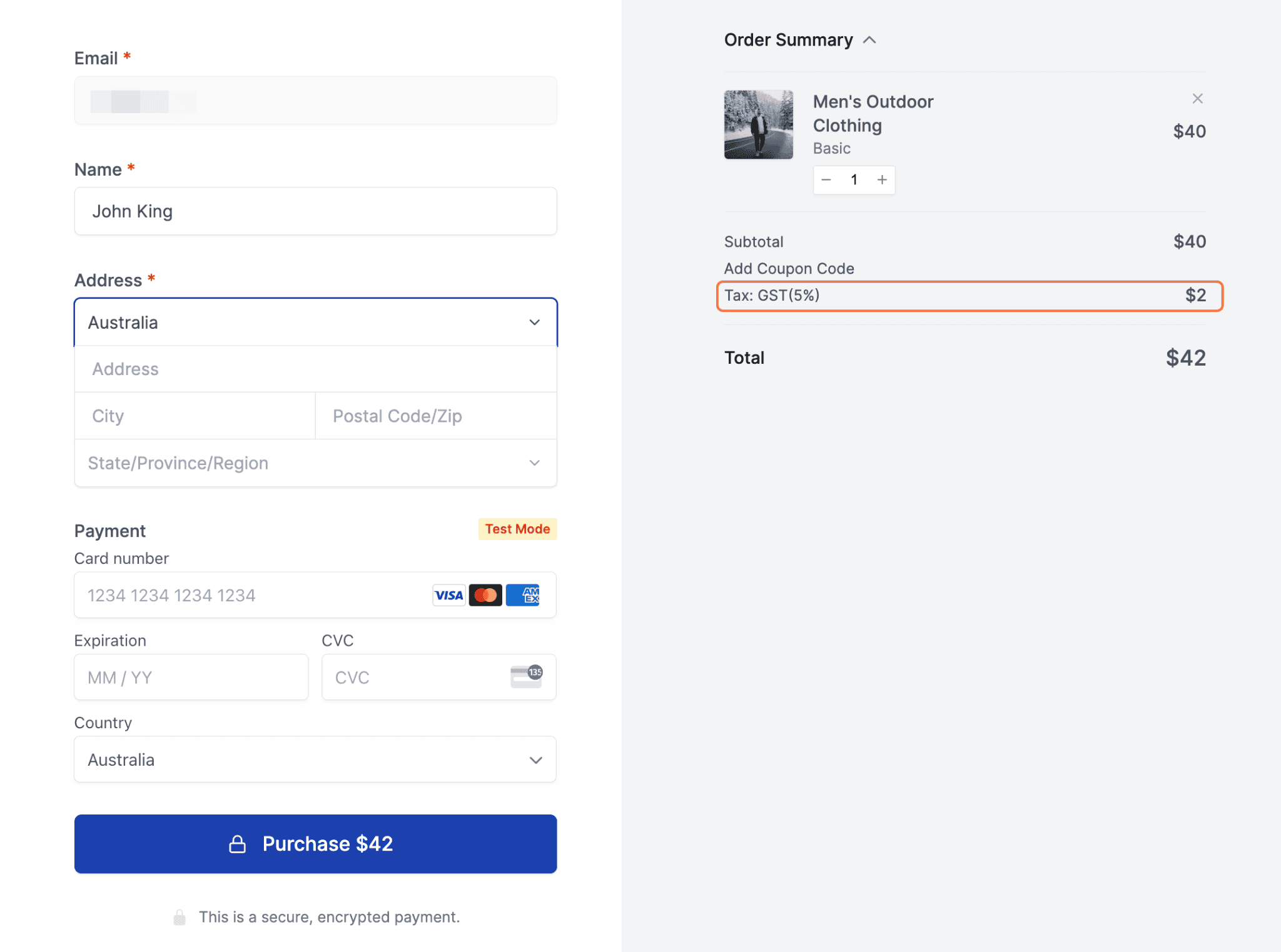 Product Override Tax Example