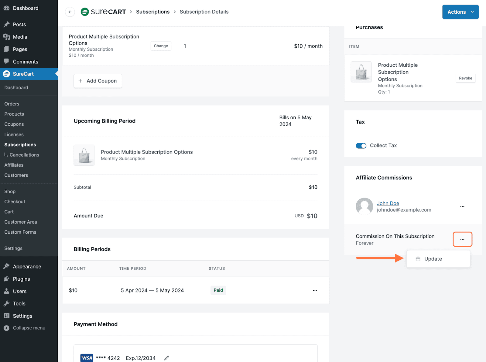 Click on the three dots and hit Update