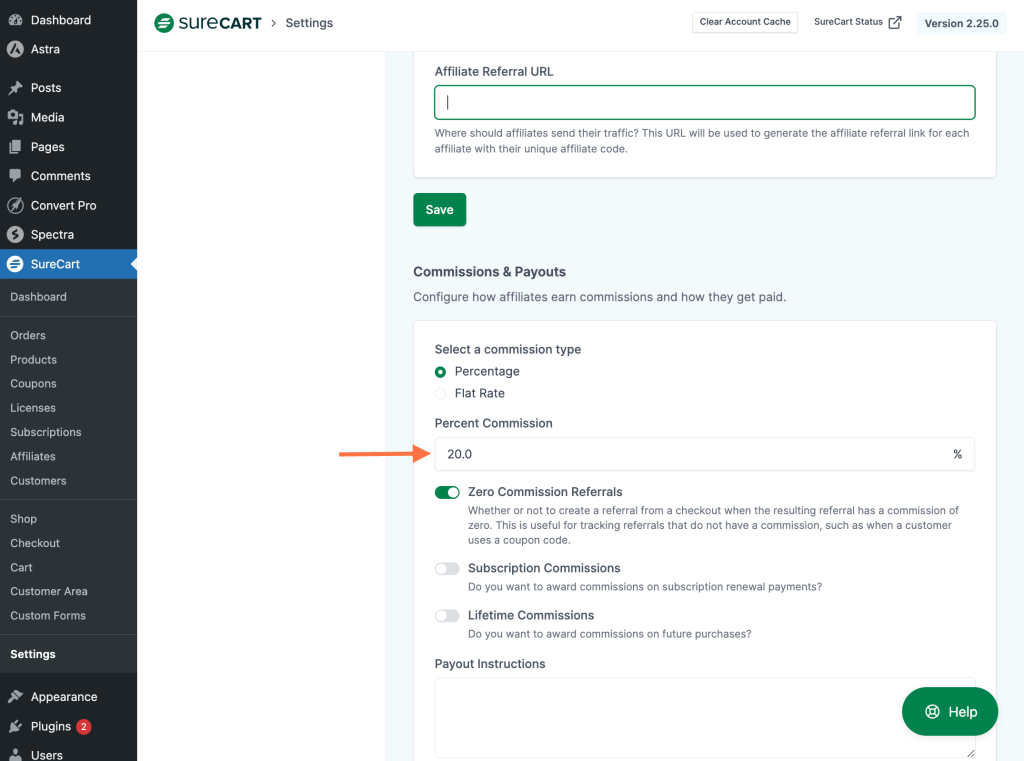 enter commission amount